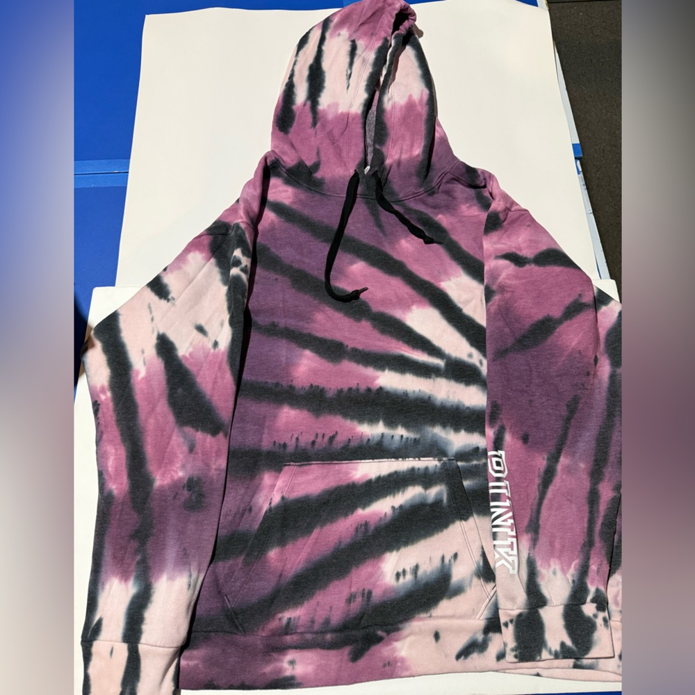 Victoria's Secret Purple and Black Tie-Dye Hoodie